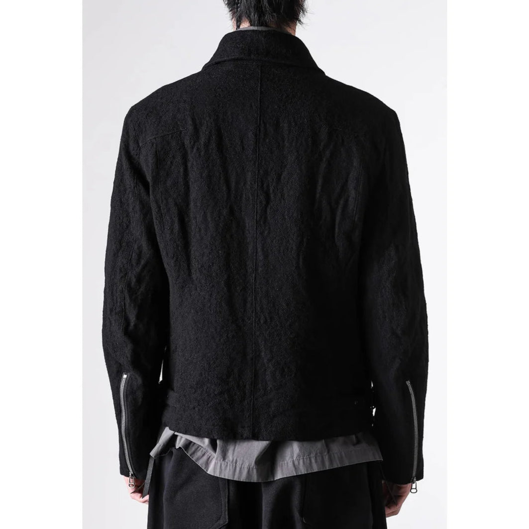 Grey Linen Wool Military Zip-Up Collar Jacket