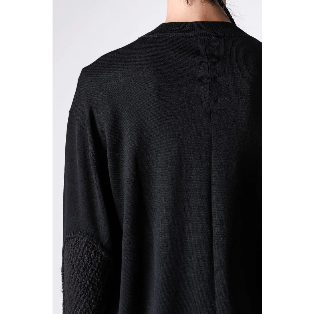 Black Elbow Patch Crewneck Sweater