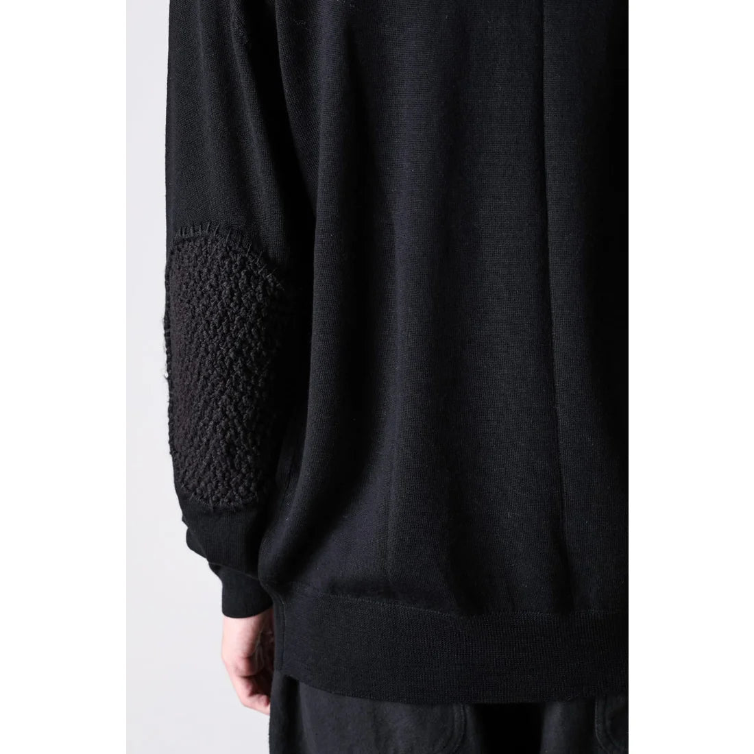 Black Elbow Patch Crewneck Sweater