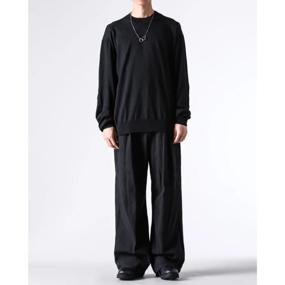 Black Elbow Patch Crewneck Sweater
