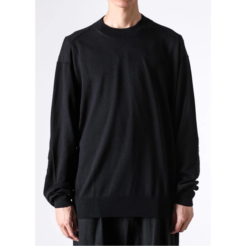 Black Elbow Patch Crewneck Sweater