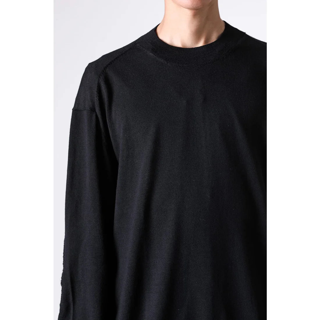 Black Elbow Patch Crewneck Sweater