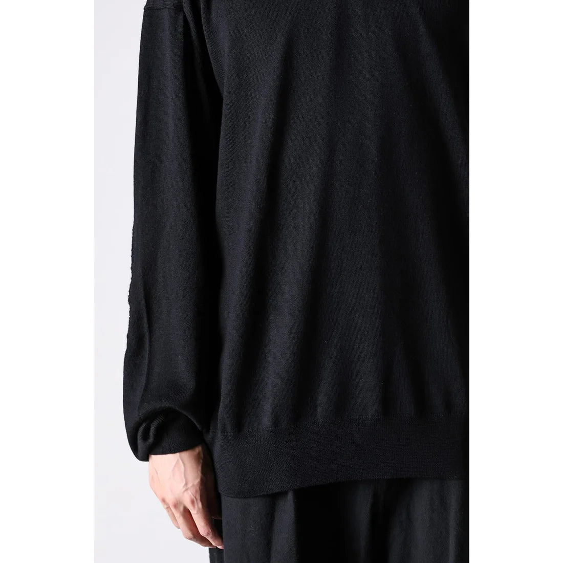 Black Elbow Patch Crewneck Sweater