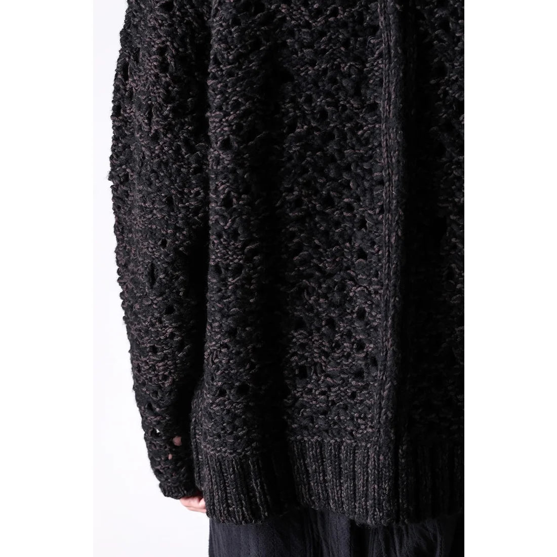 Black Brown Mix Mesh Cotton Wool Zip-Up Sweater