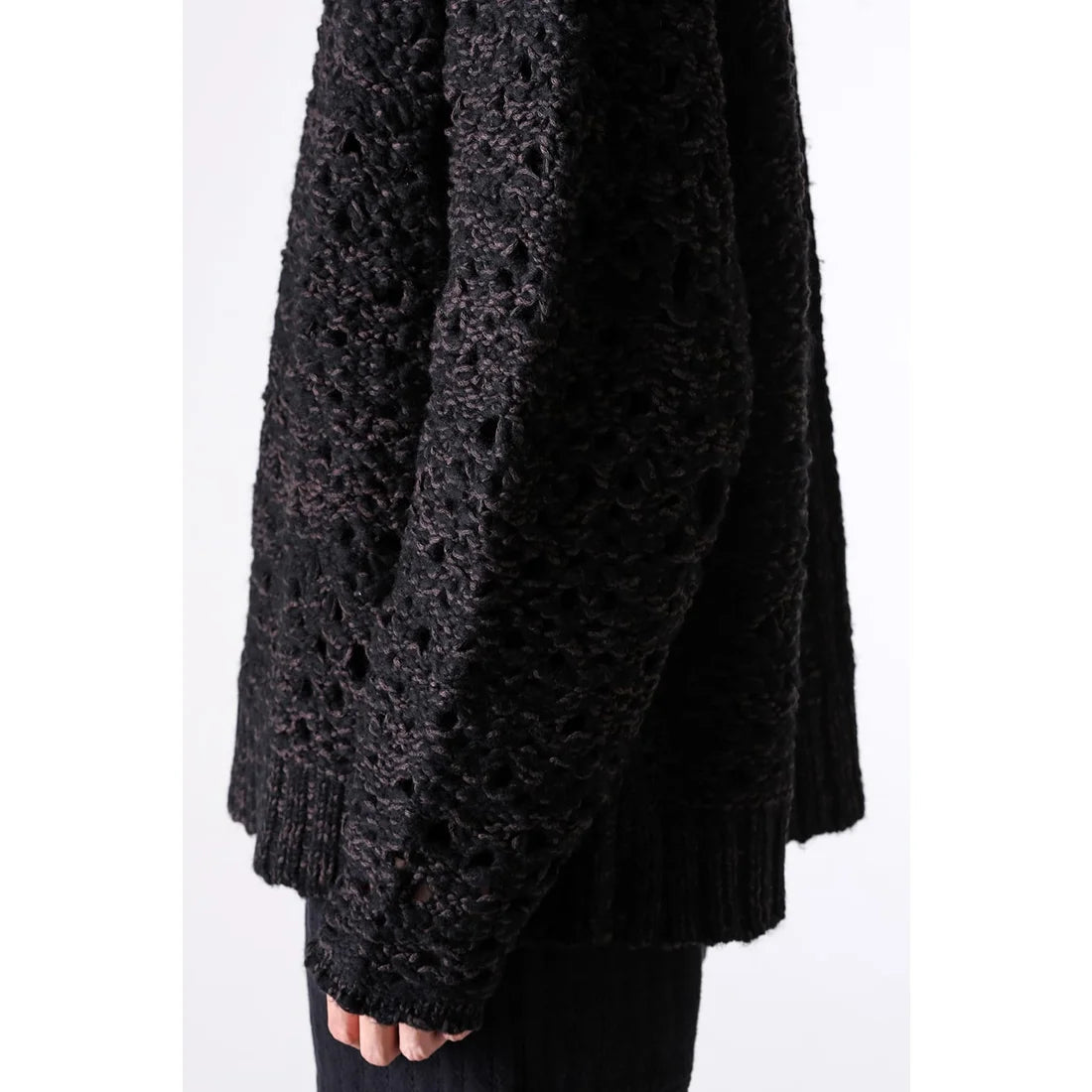 Black Brown Mix Mesh Cotton Wool Zip-Up Sweater