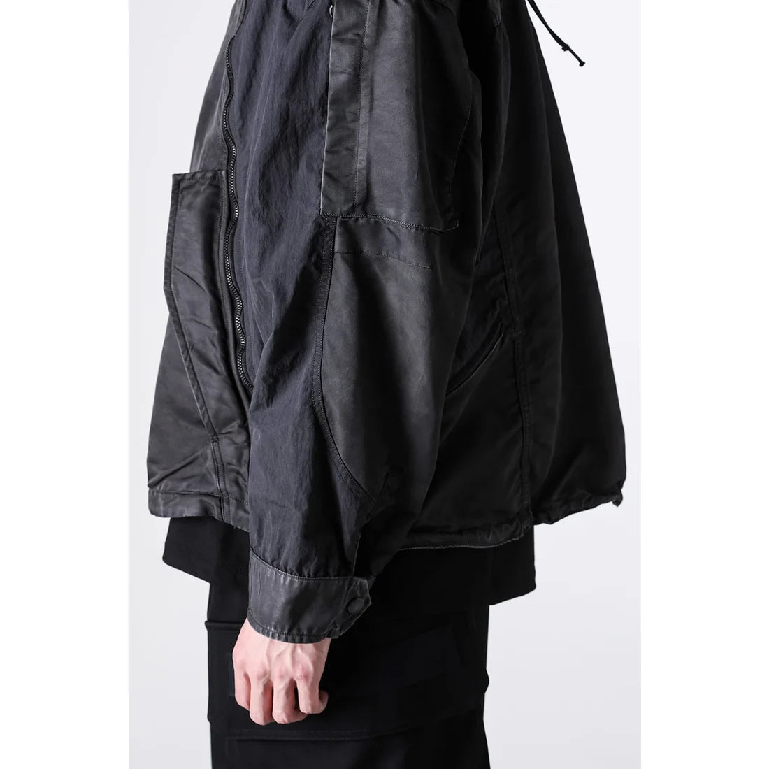 Shaded Black Object Dyed Nylon Hooded Parka