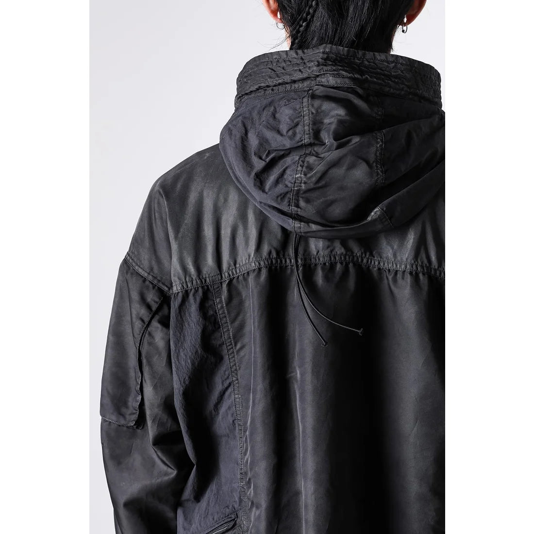Shaded Black Object Dyed Nylon Hooded Parka
