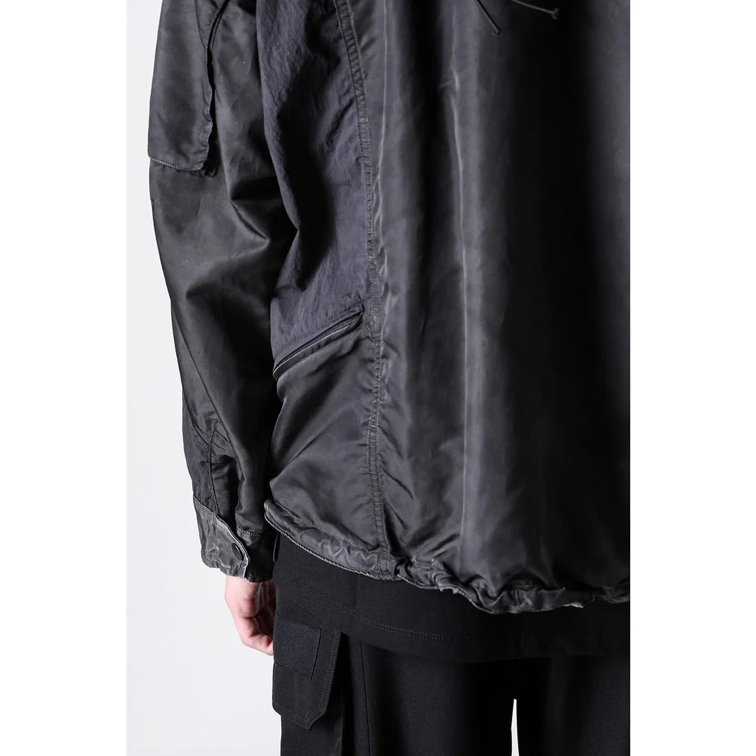 Shaded Black Object Dyed Nylon Hooded Parka
