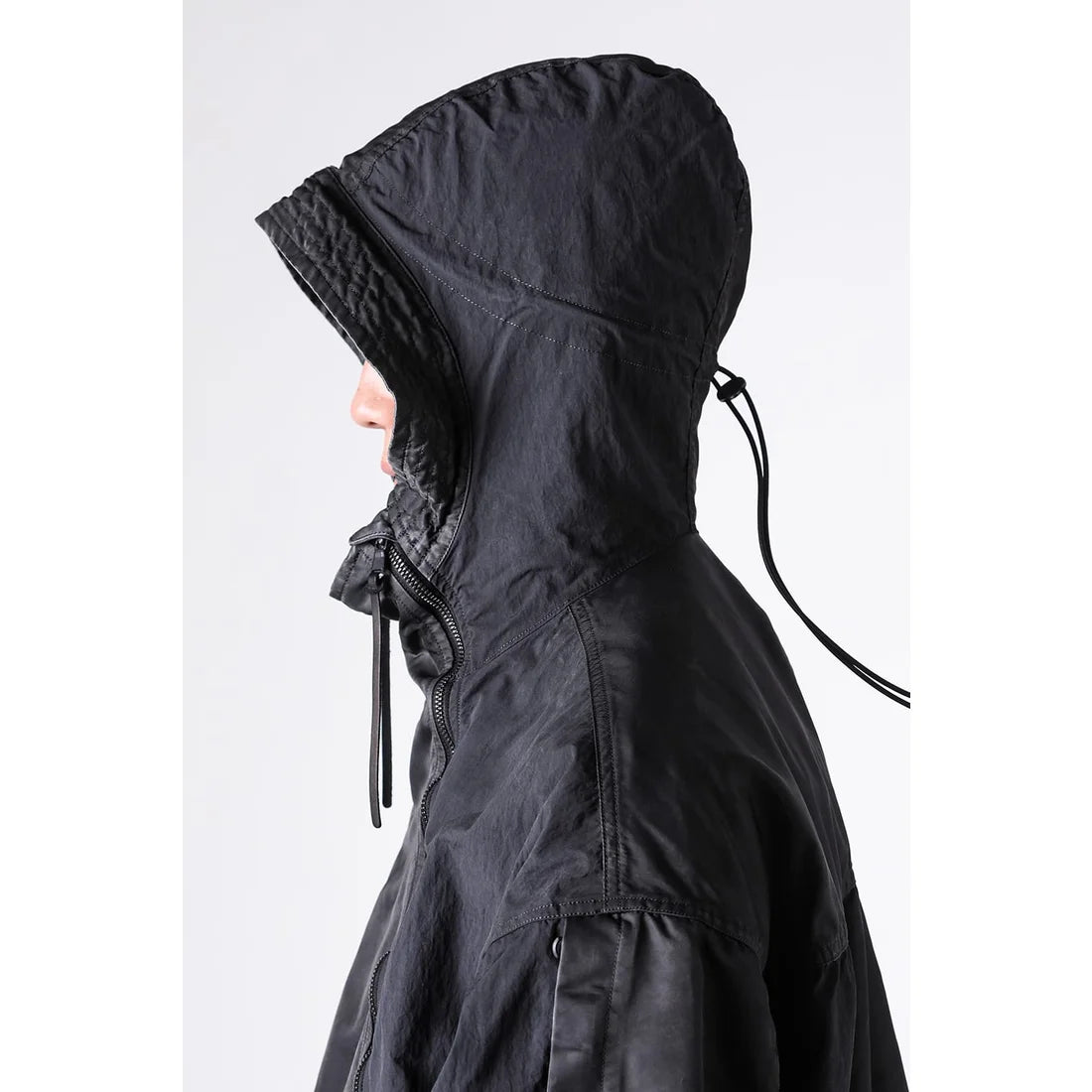 Shaded Black Object Dyed Nylon Hooded Parka