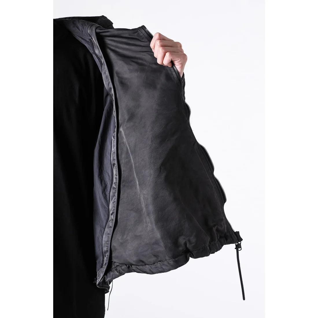 Shaded Black Object Dyed Nylon Hooded Parka