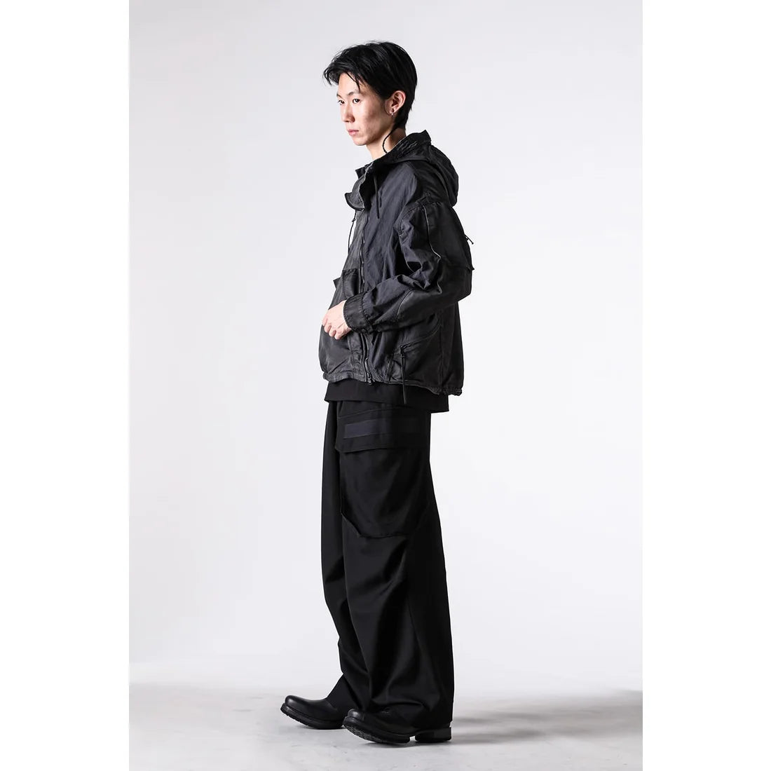 Shaded Black Object Dyed Nylon Hooded Parka