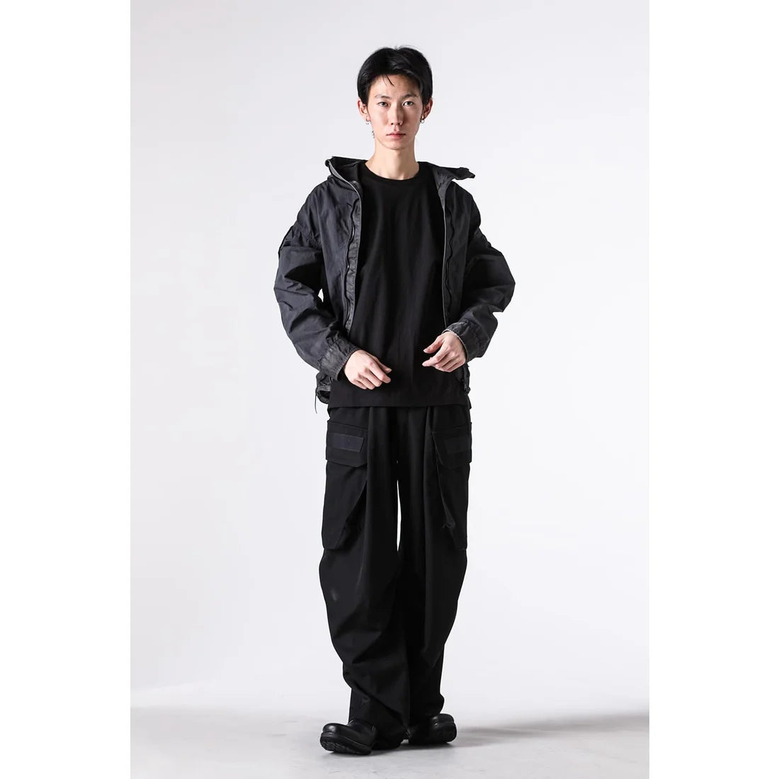 Shaded Black Object Dyed Nylon Hooded Parka