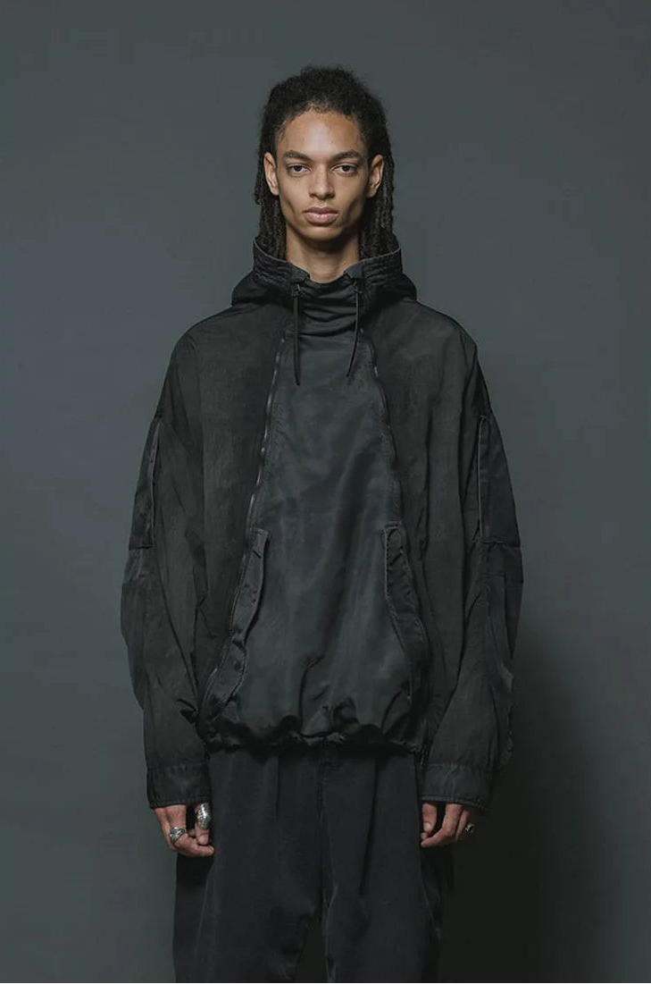 Shaded Black Object Dyed Nylon Hooded Parka