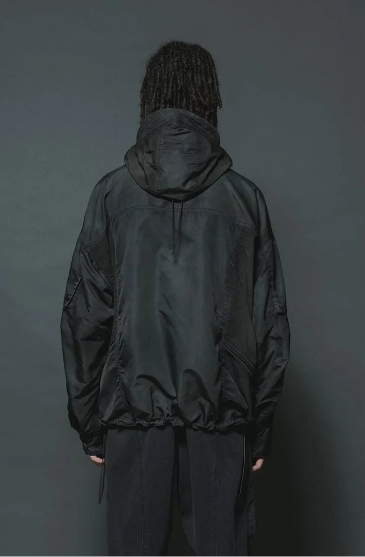 Shaded Black Object Dyed Nylon Hooded Parka