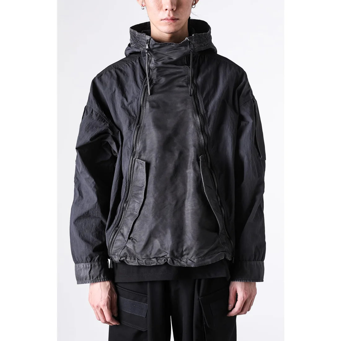 Shaded Black Object Dyed Nylon Hooded Parka