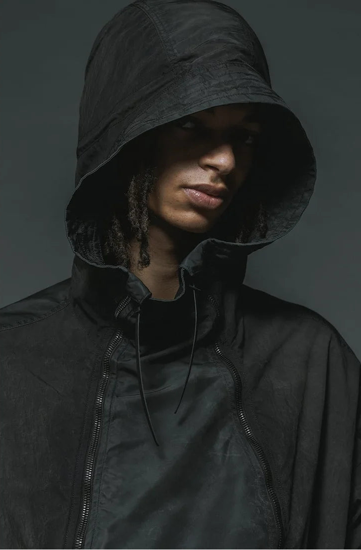 Shaded Black Object Dyed Nylon Hooded Parka