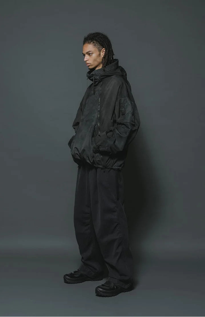 Shaded Black Object Dyed Nylon Hooded Parka