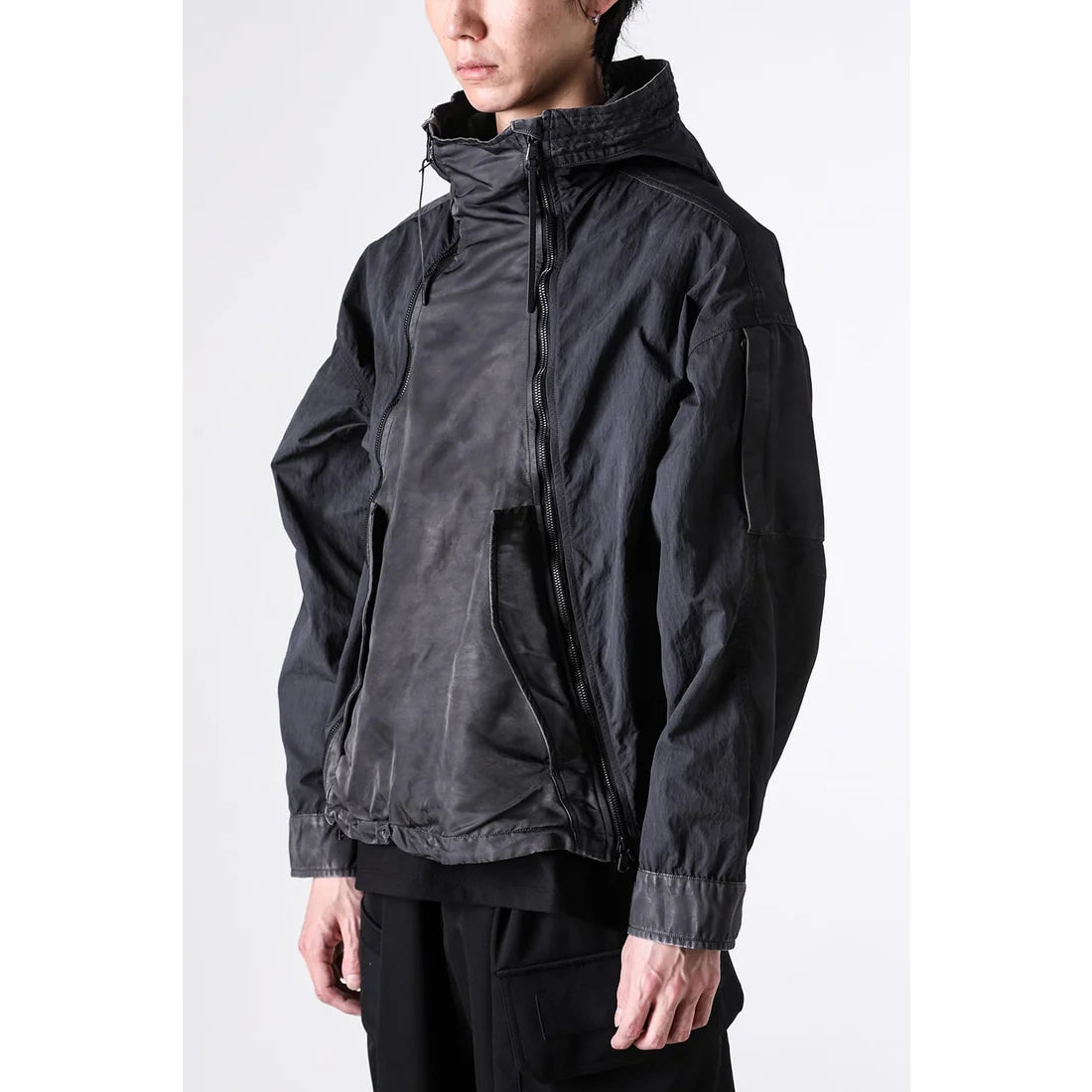 Shaded Black Object Dyed Nylon Hooded Parka