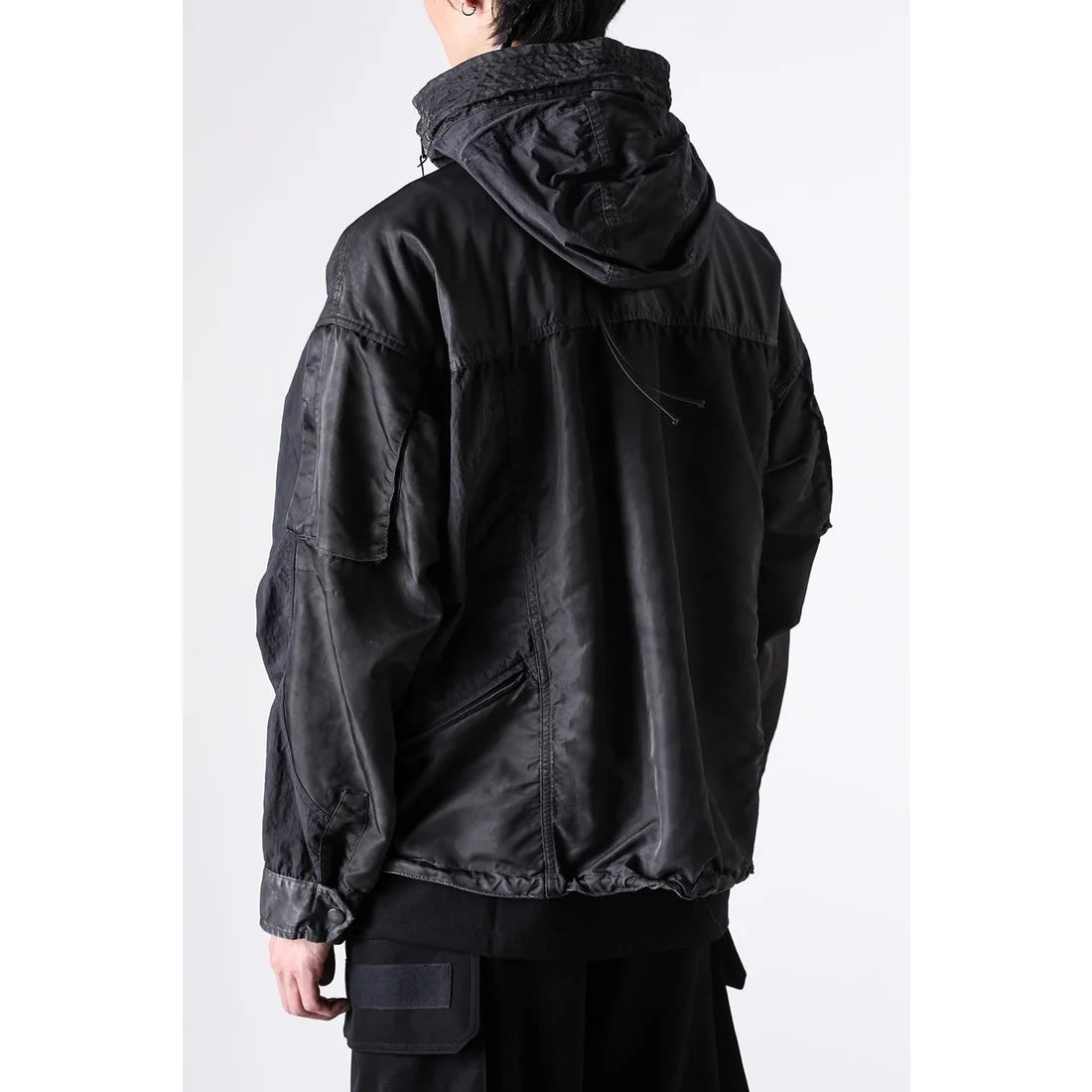 Shaded Black Object Dyed Nylon Hooded Parka