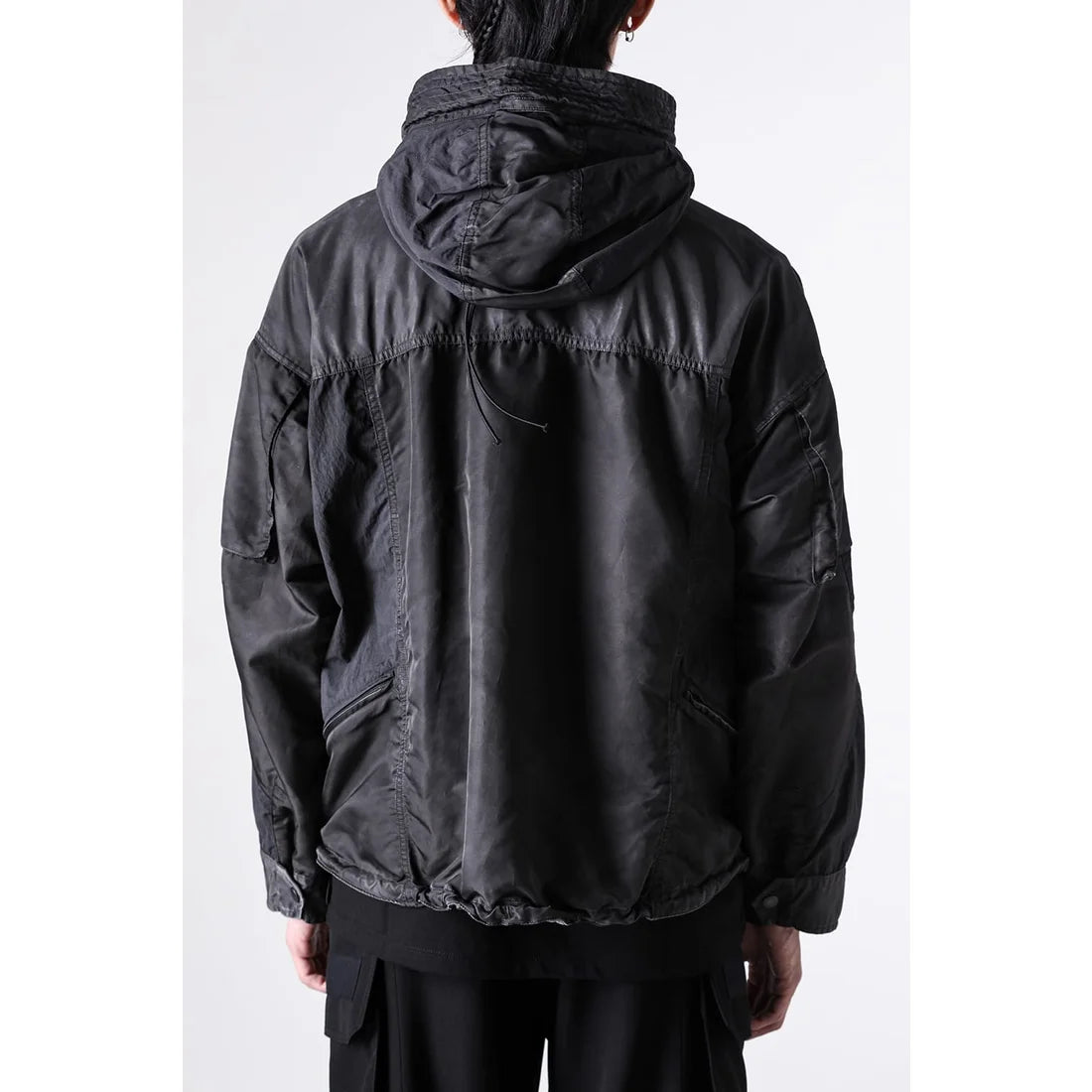 Shaded Black Object Dyed Nylon Hooded Parka