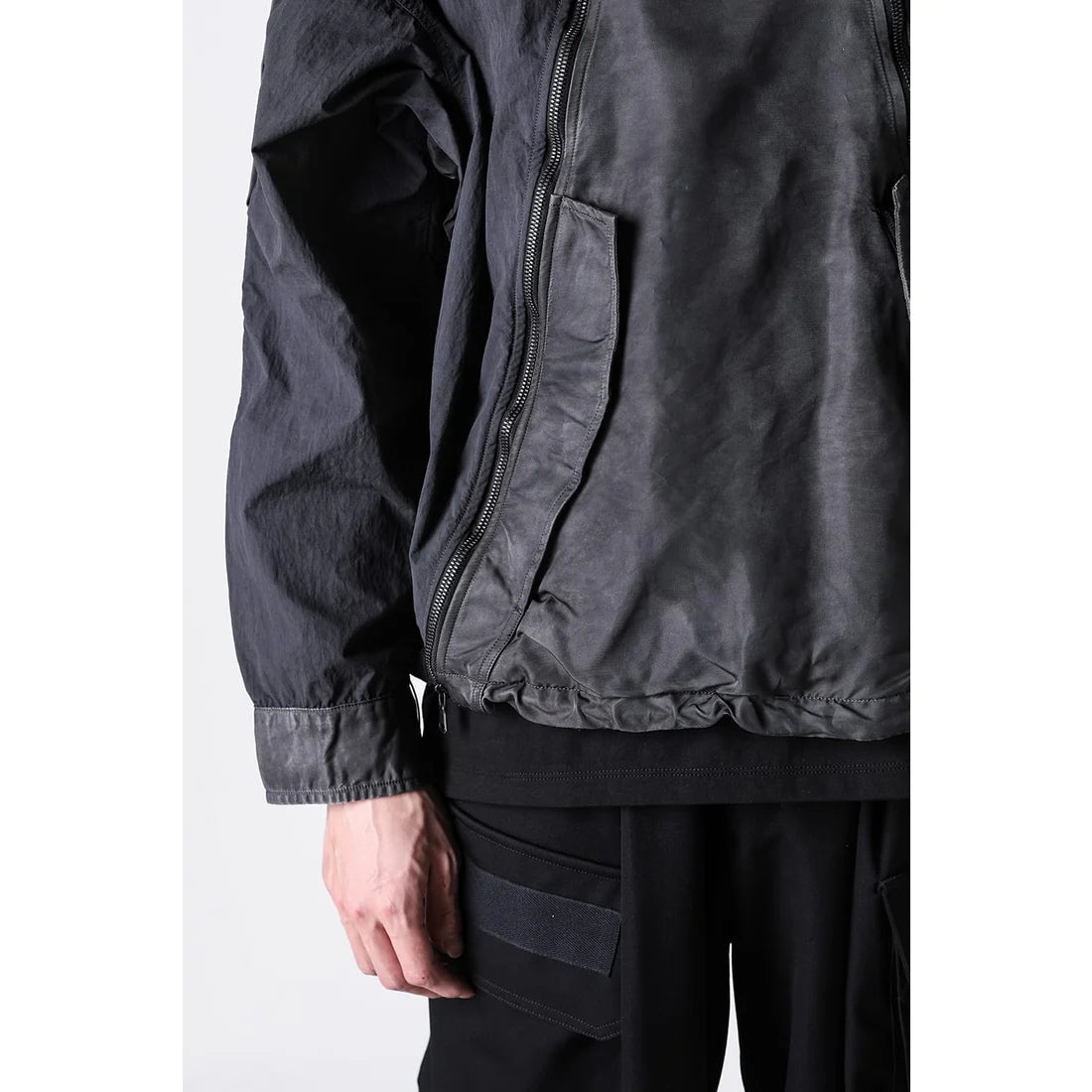 Shaded Black Object Dyed Nylon Hooded Parka