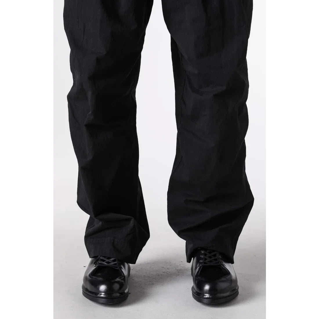 Black Cotton Twill Wide Leg Trousers