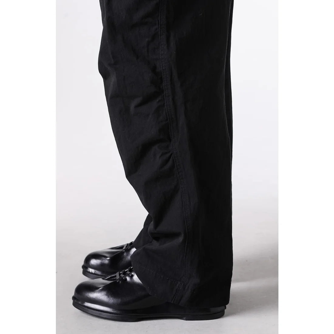 Black Cotton Twill Wide Leg Trousers