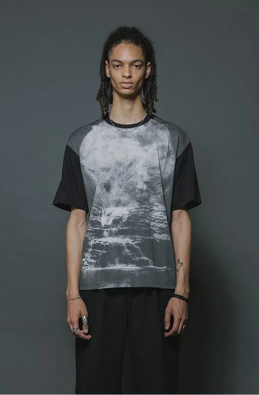 Black Printed Landscape T-shirt