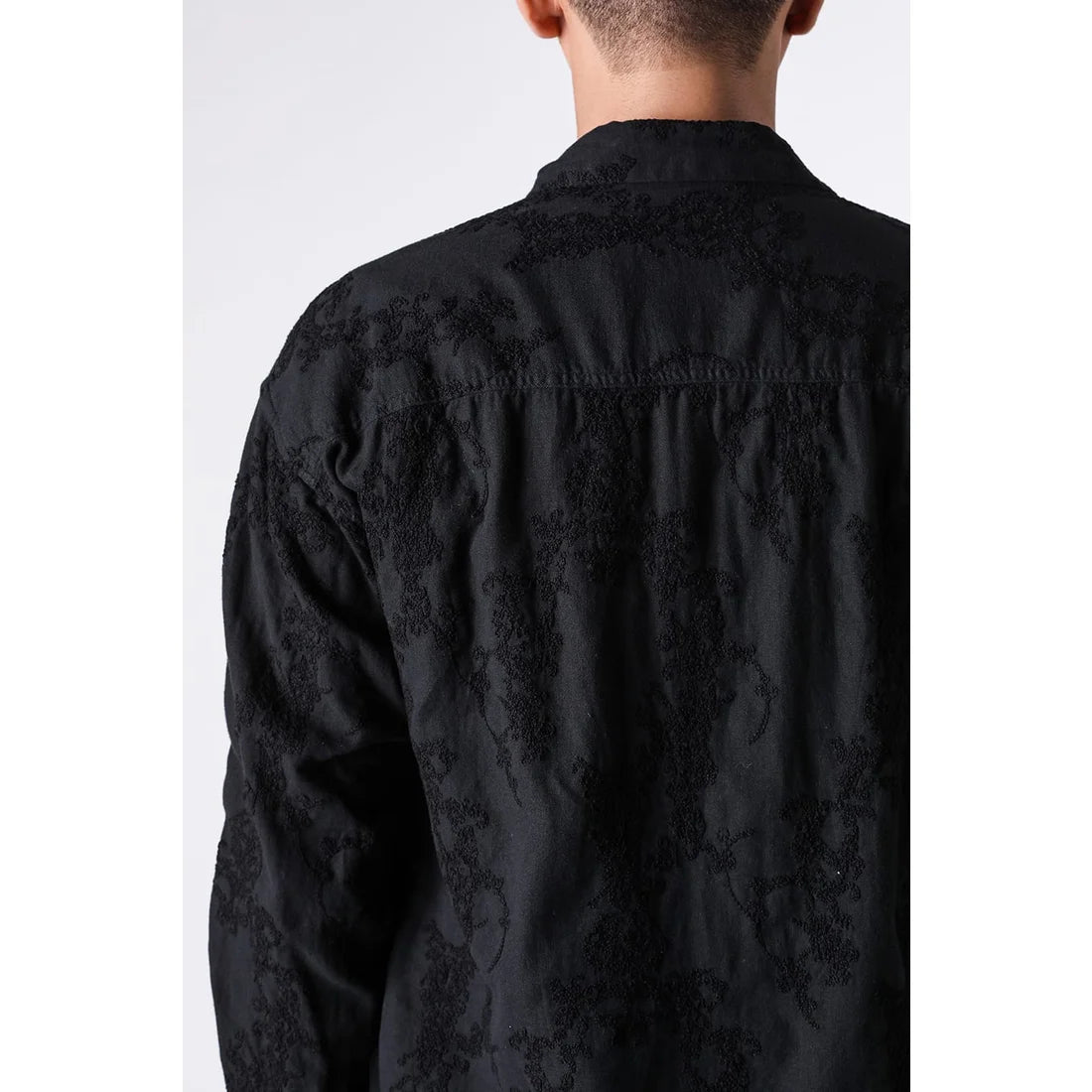 Black Embroidered L/S Double Buttons Big Pocket OverShirt