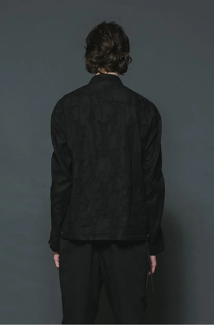 Black Embroidered L/S Double Buttons Big Pocket OverShirt