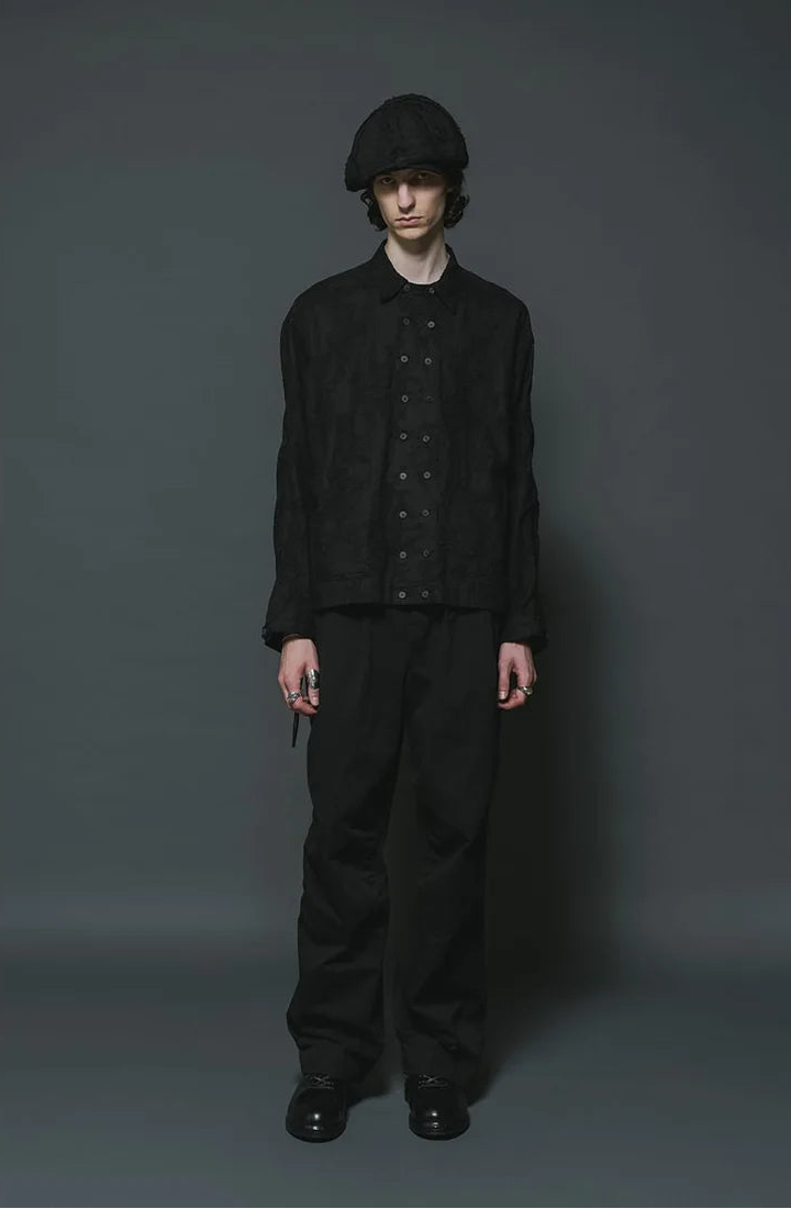 Black Embroidered L/S Double Buttons Big Pocket OverShirt