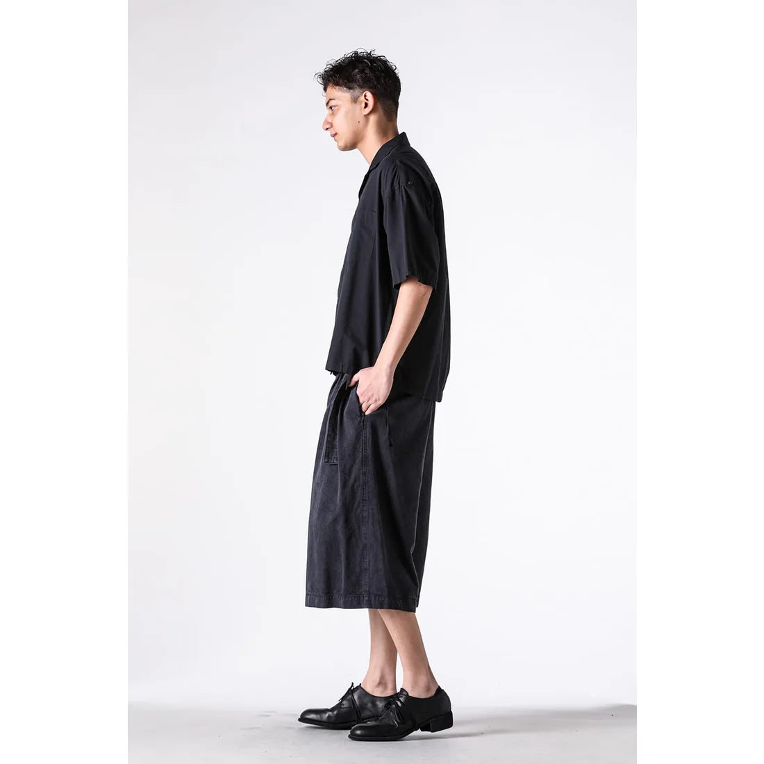 Black Tencel Washed S/S Shirt