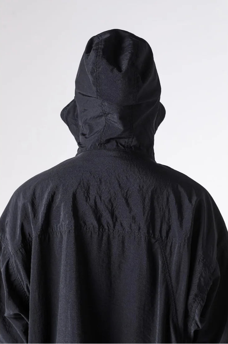Black Silk Nylon Tech Mountain Parka