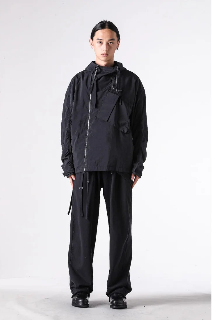 Black Silk Nylon Tech Mountain Parka