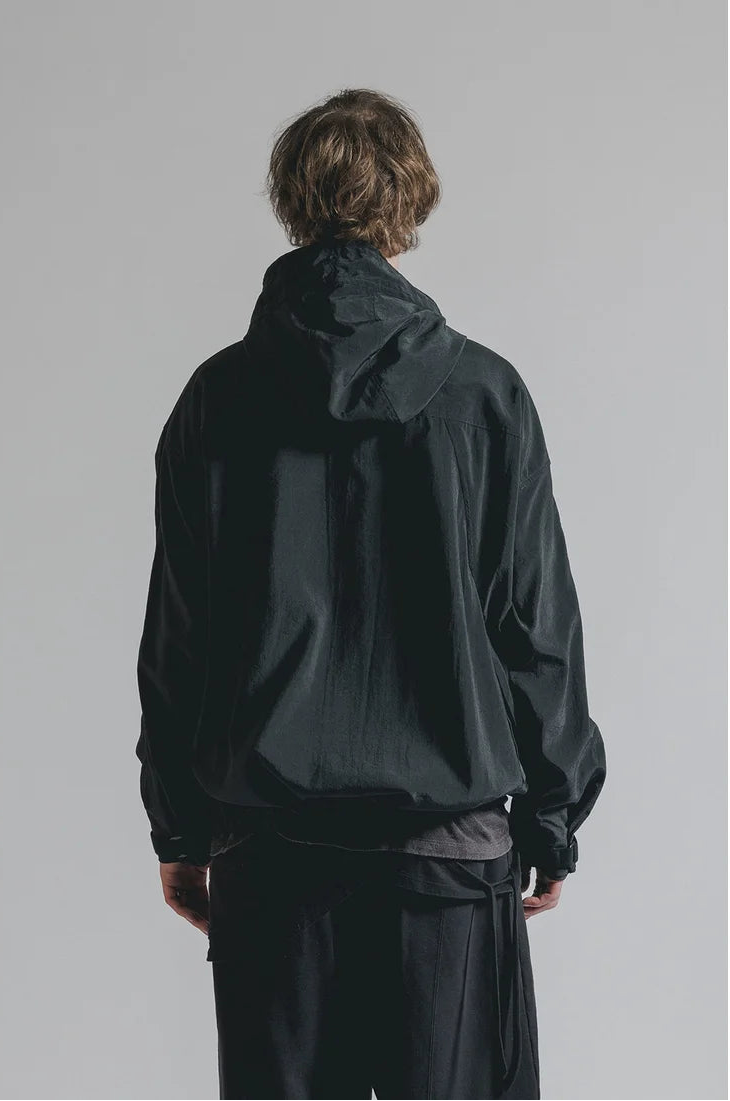 Black Silk Nylon Tech Mountain Parka