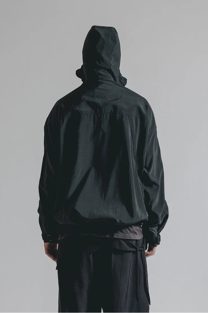 Black Silk Nylon Tech Mountain Parka