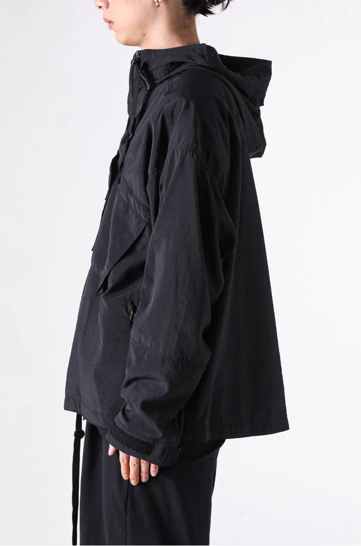 Black Silk Nylon Tech Mountain Parka