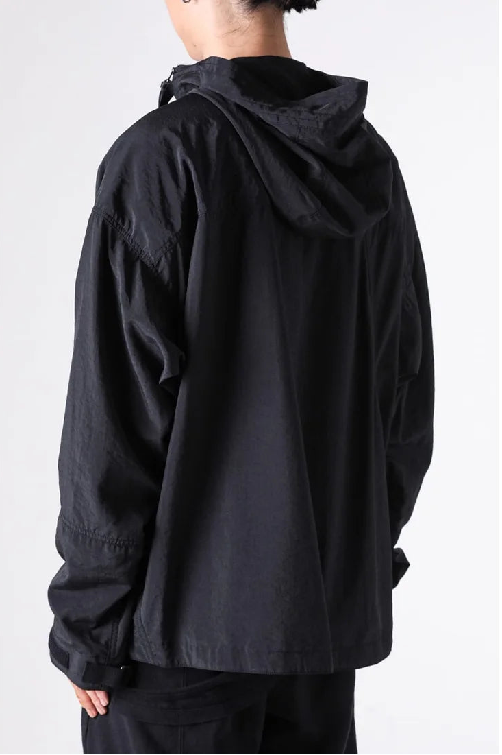 Black Silk Nylon Tech Mountain Parka