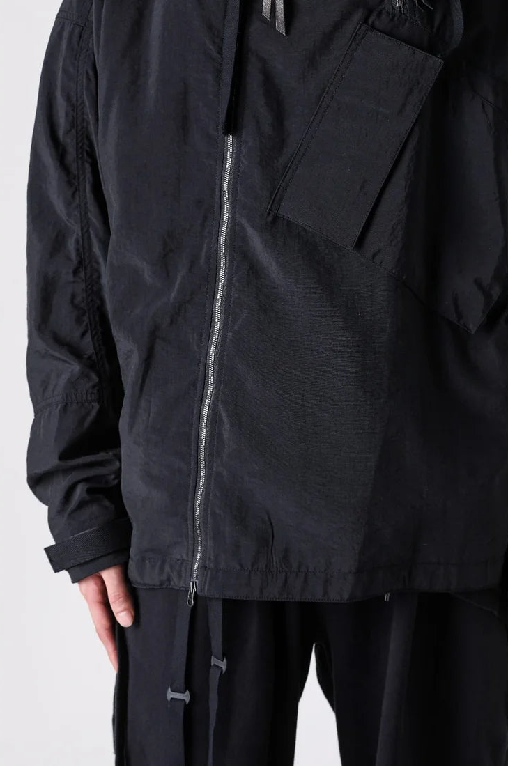 Black Silk Nylon Tech Mountain Parka