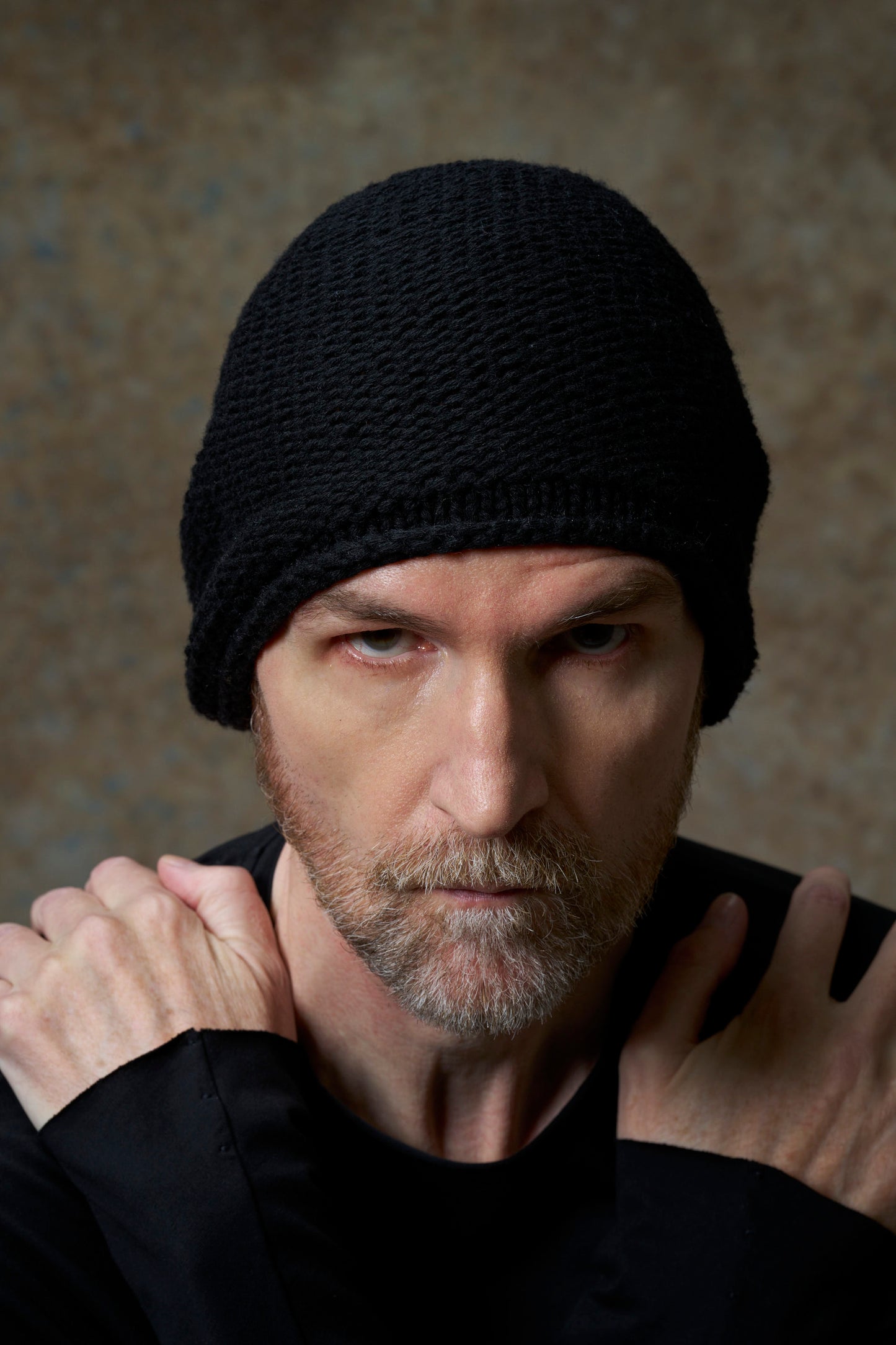 Black Handknit Cashmere Knit Cap