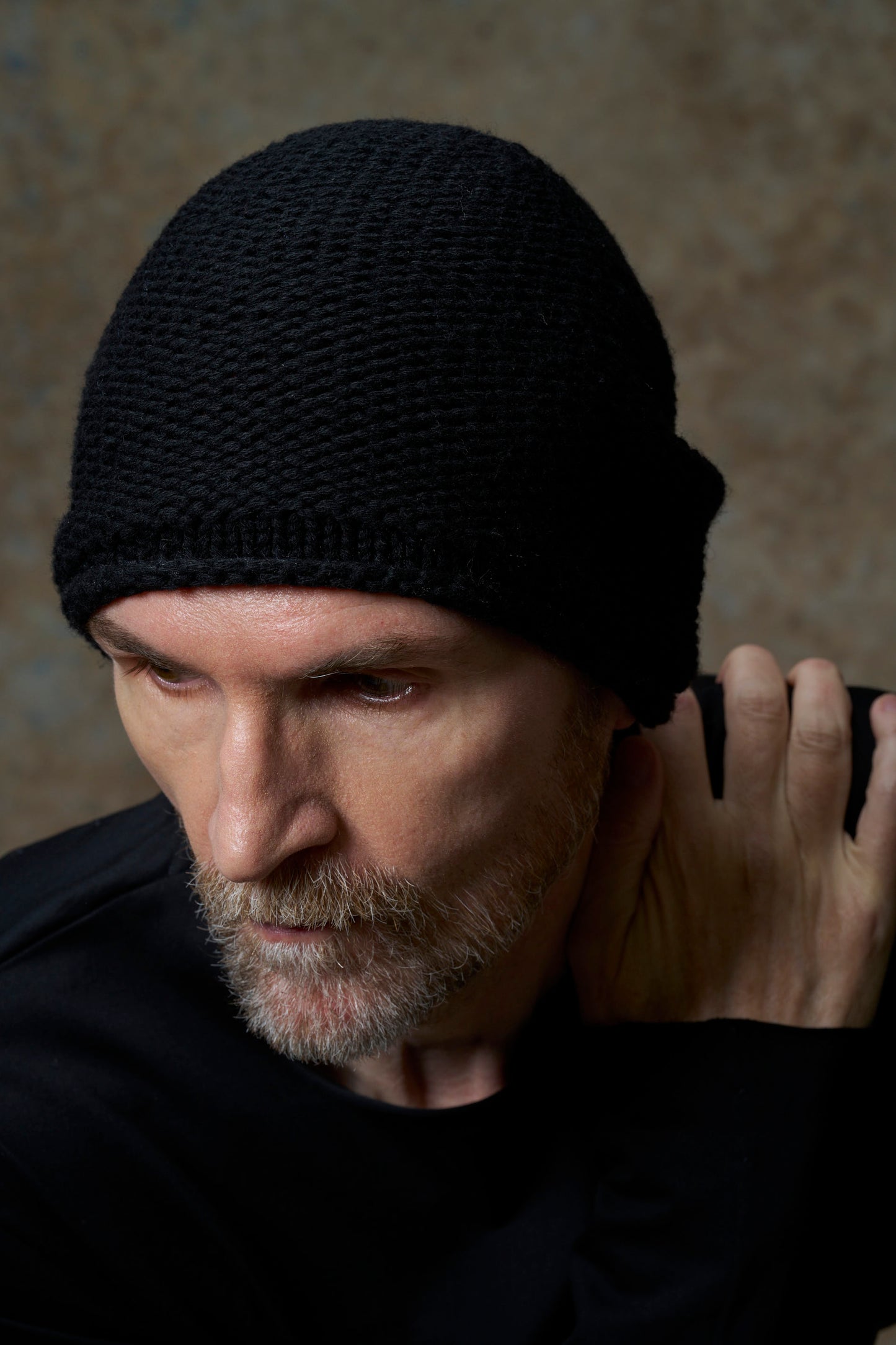 Black Handknit Cashmere Knit Cap