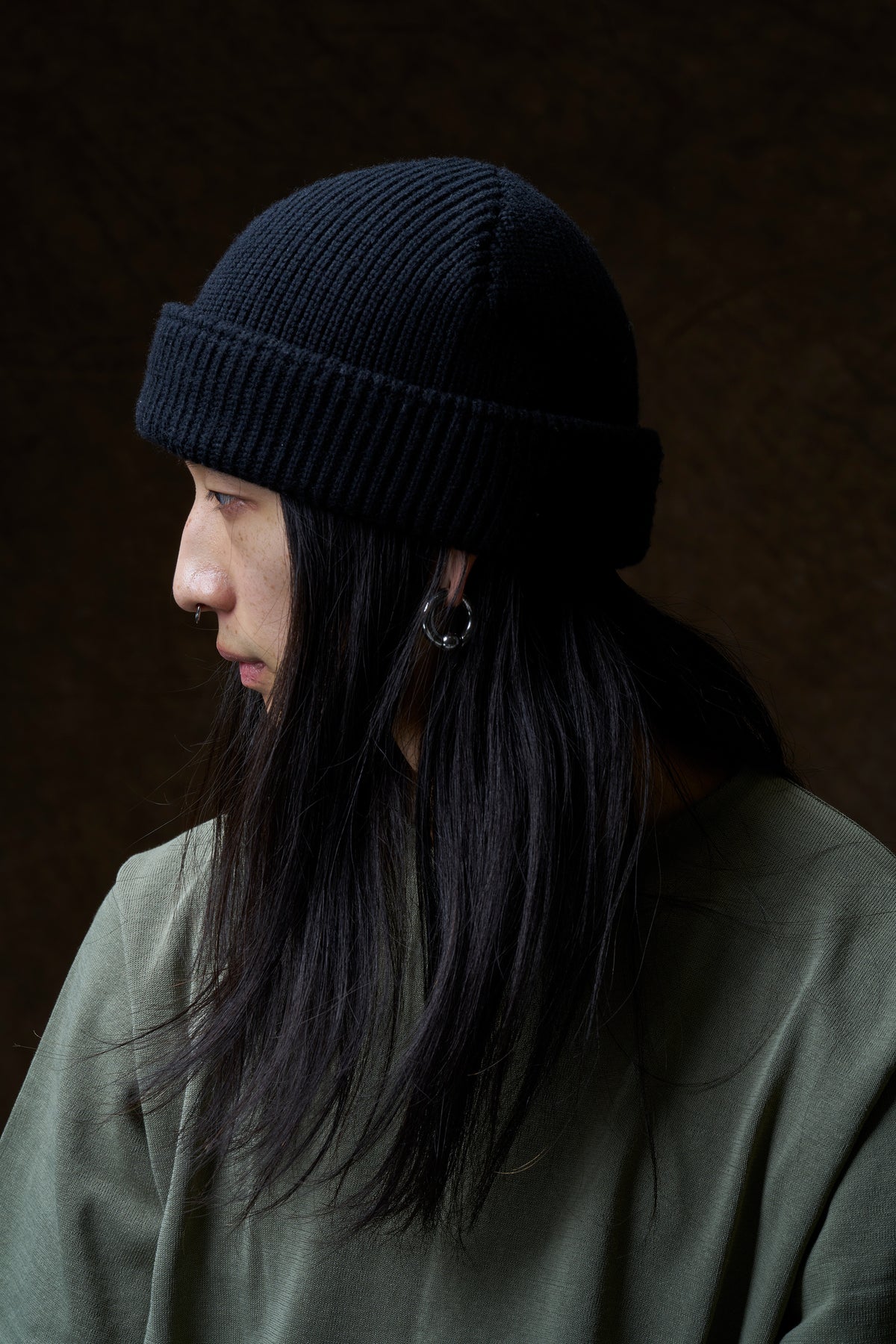 Black Merino Wool Knit Cap