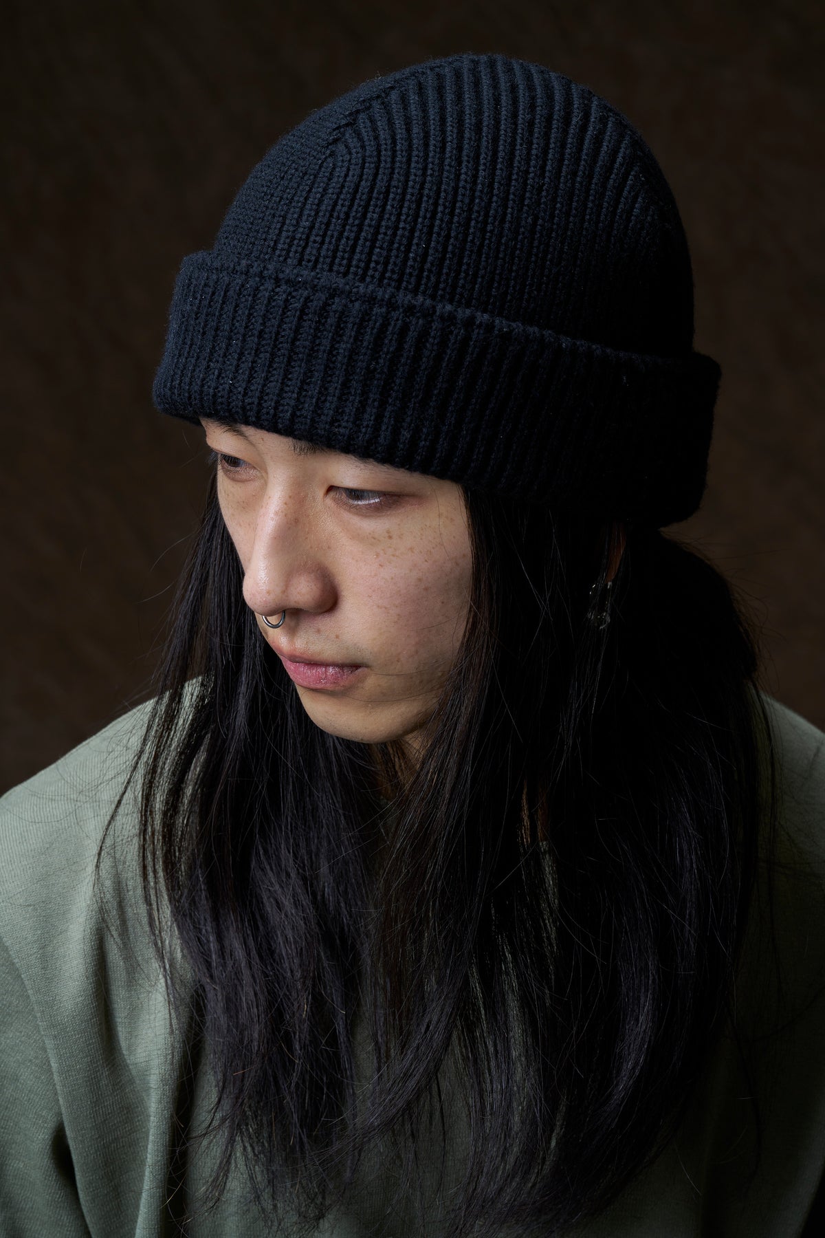Black Merino Wool Knit Cap