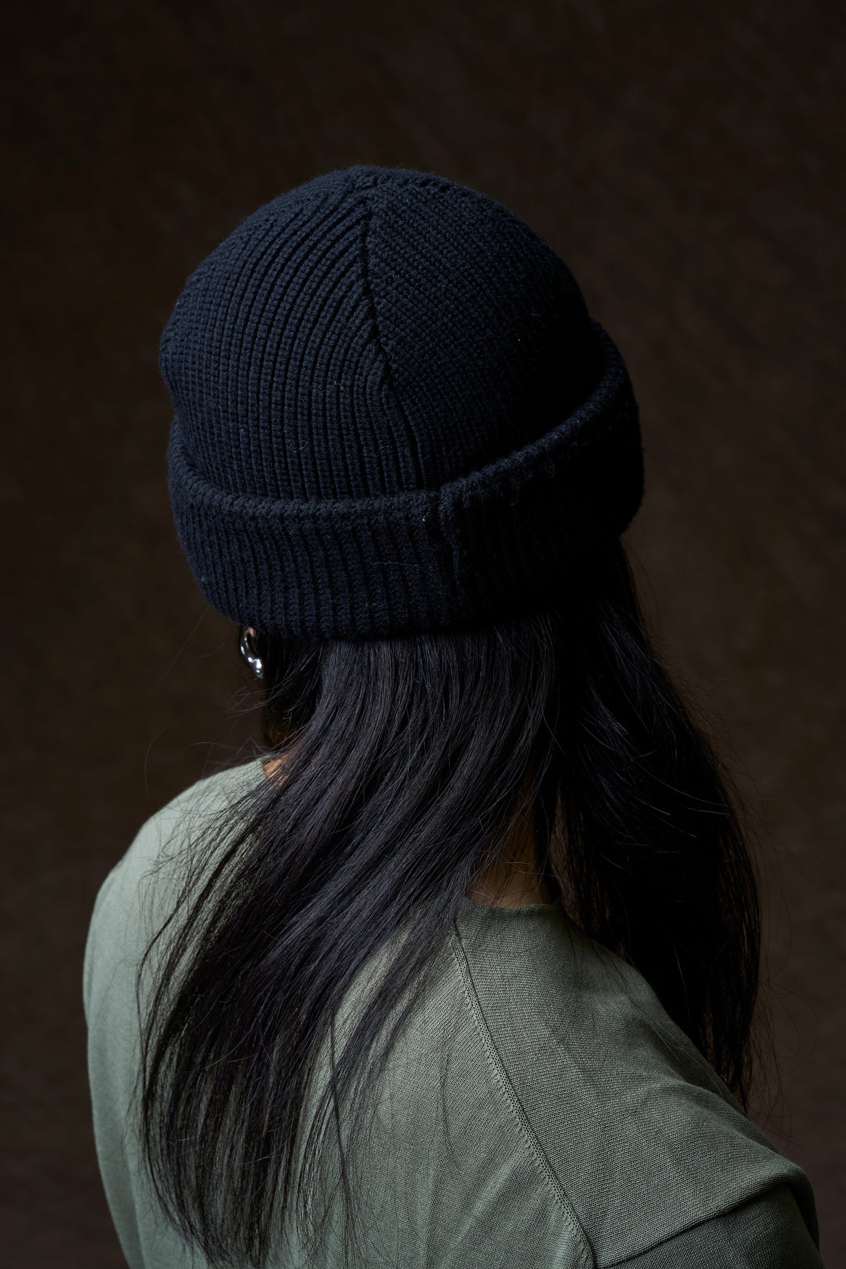 Black Merino Wool Knit Cap