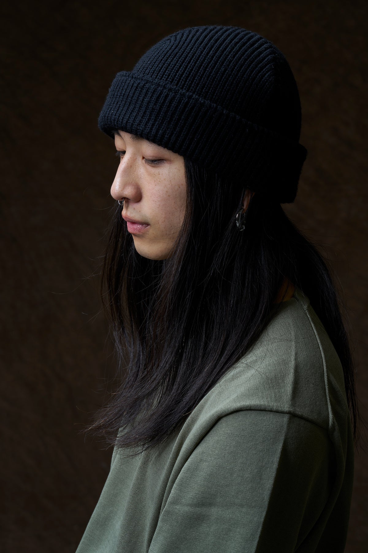 Black Merino Wool Knit Cap