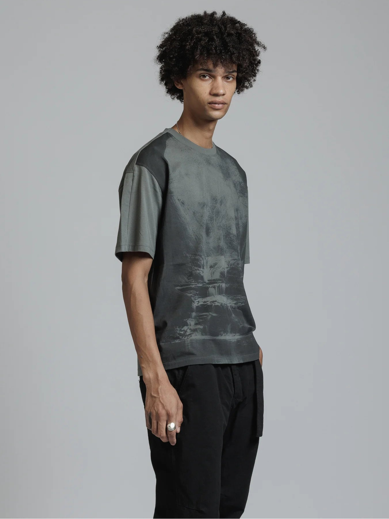Grey Printed Landscape T-shirt