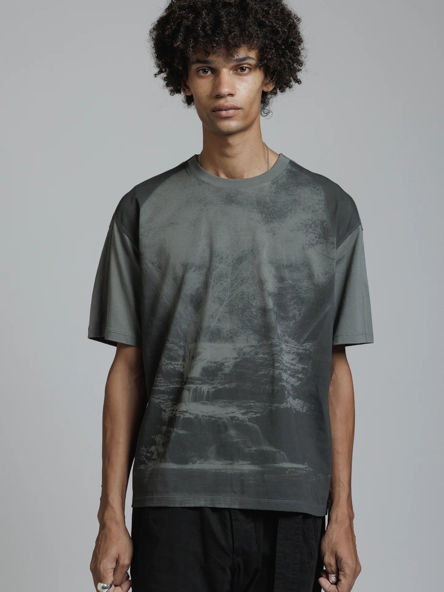Grey Printed Landscape T-shirt