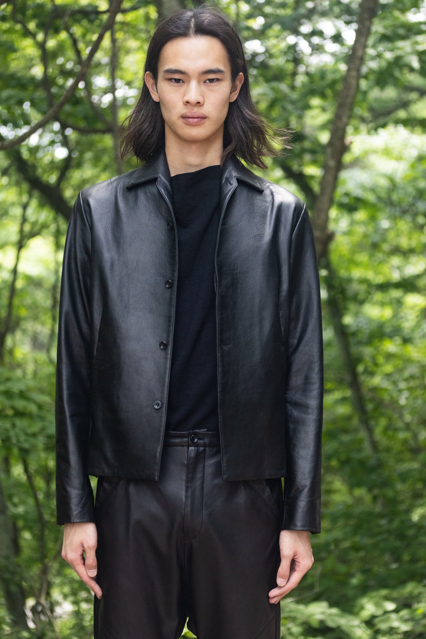 Black Luster Soft Steer Leather Shirt Jacket