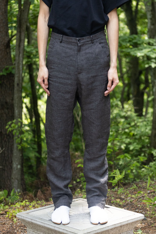 Grey Herringbone Japanese Hemp Overlap Trouser