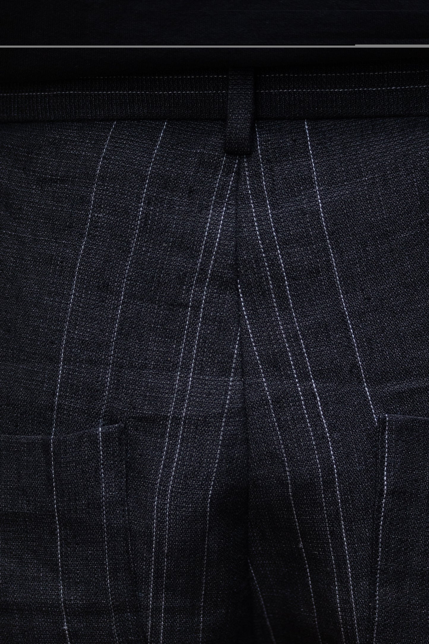 Nightfall Black Strip Japanese Hemp Elongated Trouser